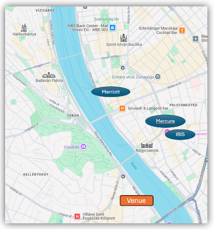 Hotel locations relative to GFP meeting venue